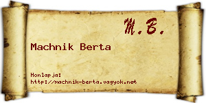 Machnik Berta névjegykártya